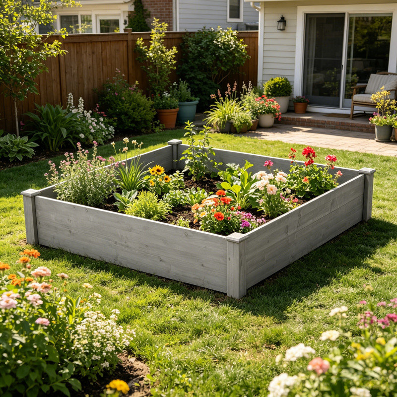 Jardinière surélevée en bois 48 po x 48 po x 10 po avec jardinière surélevée pour jardin