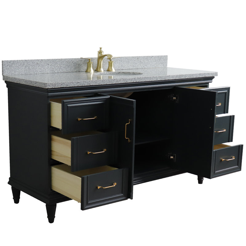 Ensemble de meuble-lavabo simple Fountainbleau, Gris foncé, Blanc, 49"