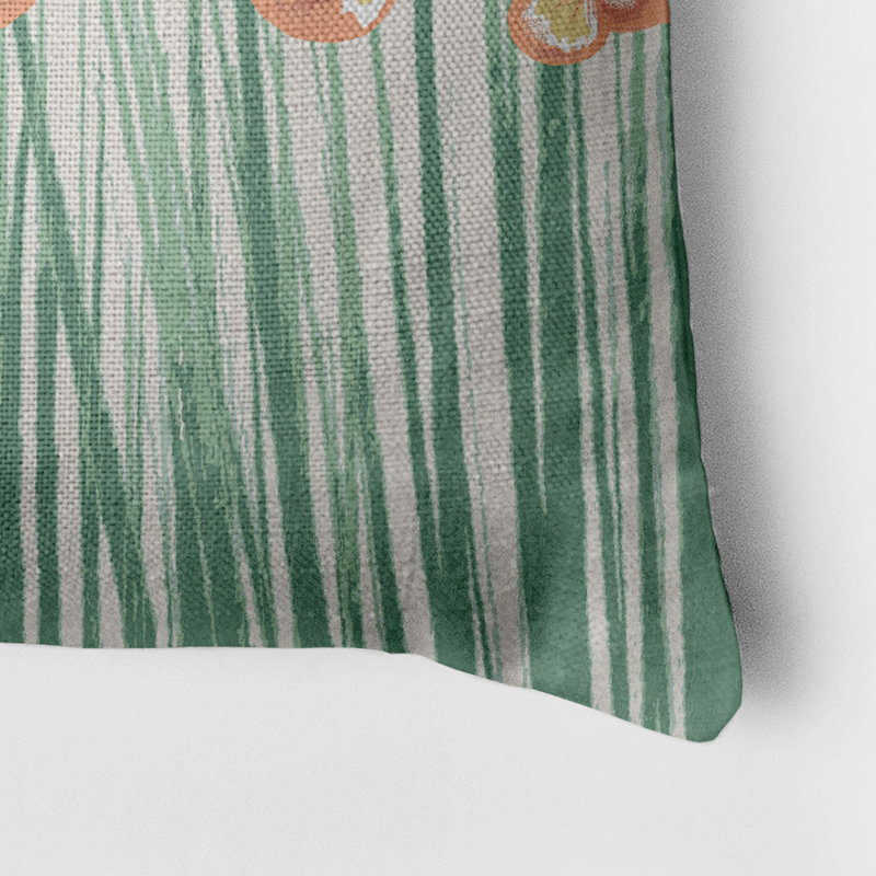 Floral Reversible Throw Pillow, Orange