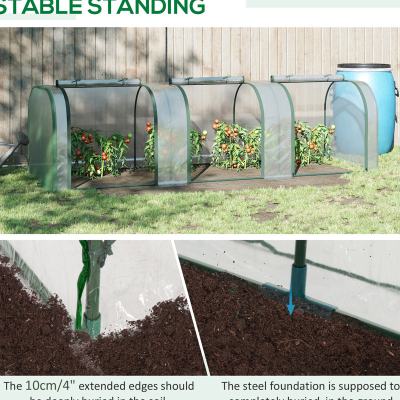 10' X 3' 2.5' Mini Greenhouse, With Zippered Accesses, -protective Waterproof Ward & Steel Construction For Continuous Gardening Processes Portable 2.5', Access Points, -shielding Canopy Prolonged