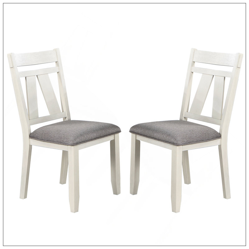 Ensemble de 2 chaises de ferme modernes avec sièges rembourrés gris et cadres en bois robustes, parfaits pour des sièges élégants et durables