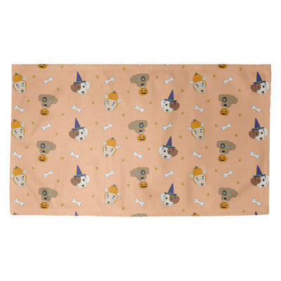 Tapis orange/brun/bleu zone fait main