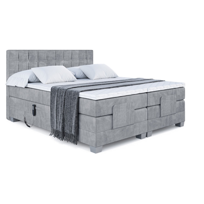 Mariella Bed with Mattress, 180cm W x 200cm L, in Grey