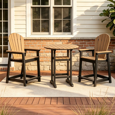 Ensemble de bar de patio 3 pièces, chaises Adirondack en PEHD pour l'extérieur