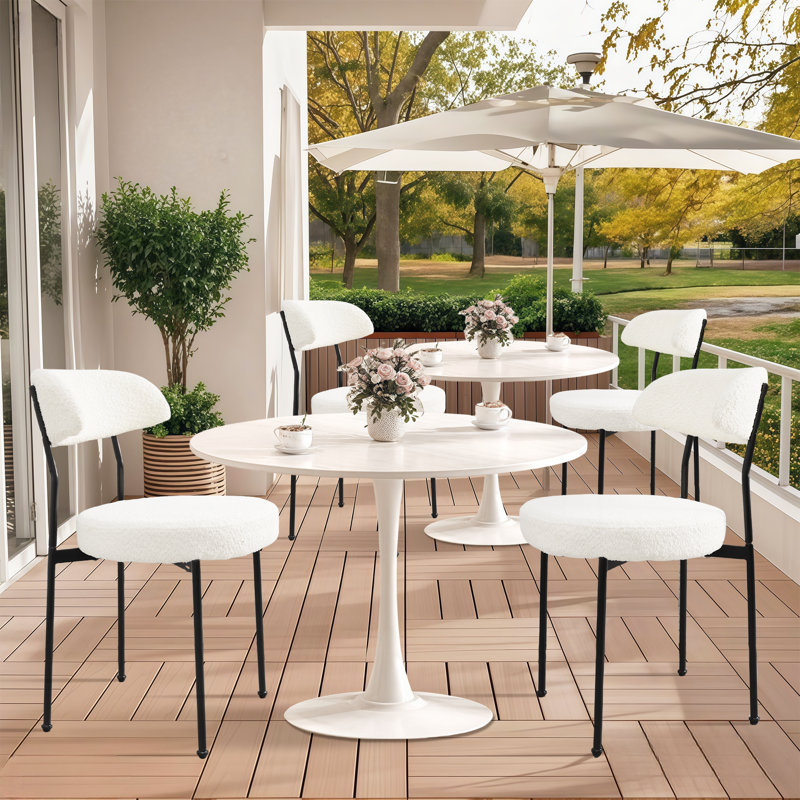 23.6 inch Round Dining Table,White, White, 29.1" H x 23.6" W x 23.6" D, White
