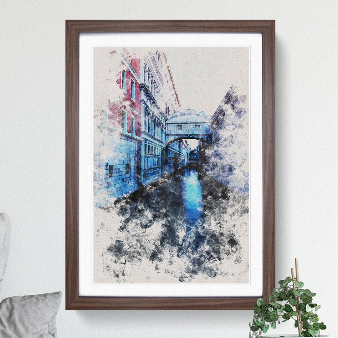Bridge of Sighs in Venice Italy Watercolour - Picture Frame Graphic Art