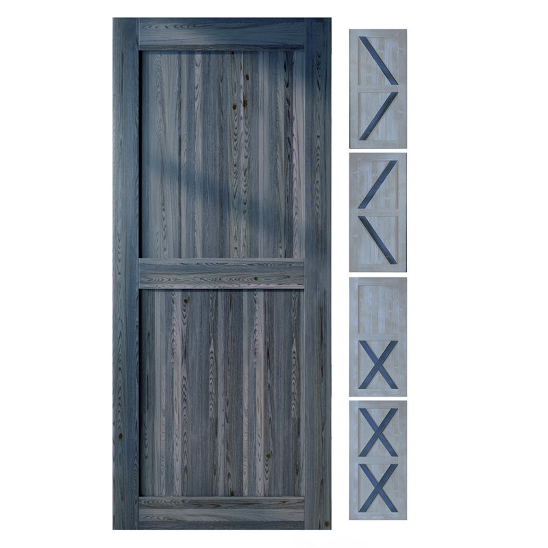 Porte en bois de pin massif 5-en-1 de conception unique non assemblée seulement, Marine, 44 po x 80 po