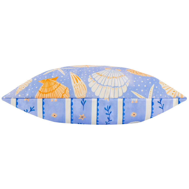 Sea Shells Indoor / Outdoor Blue Square Throw, Pillow Cover Only - No Insert