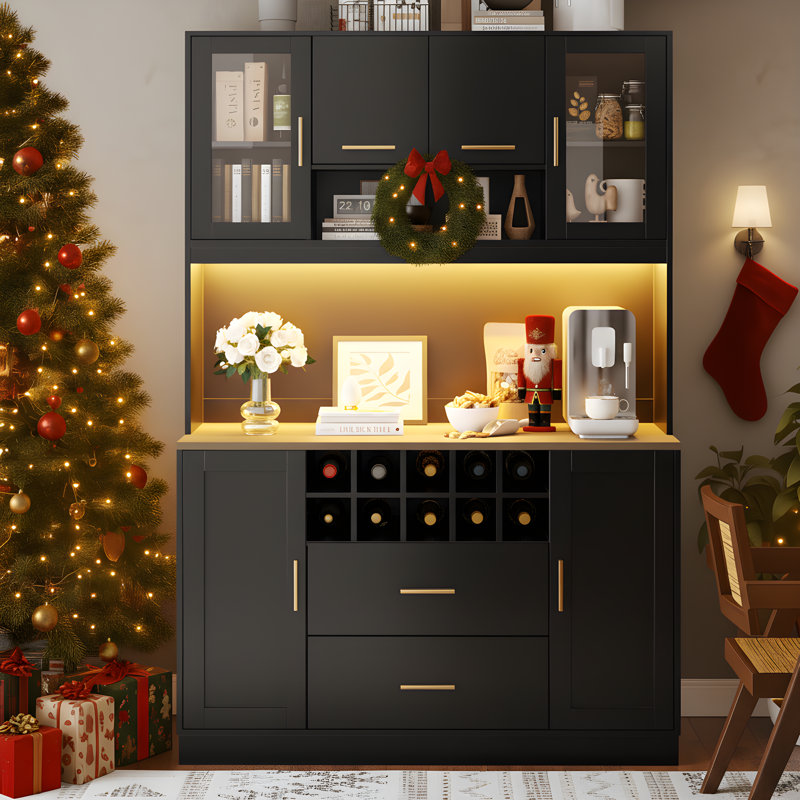 180cm Kitchen Pantry, Black