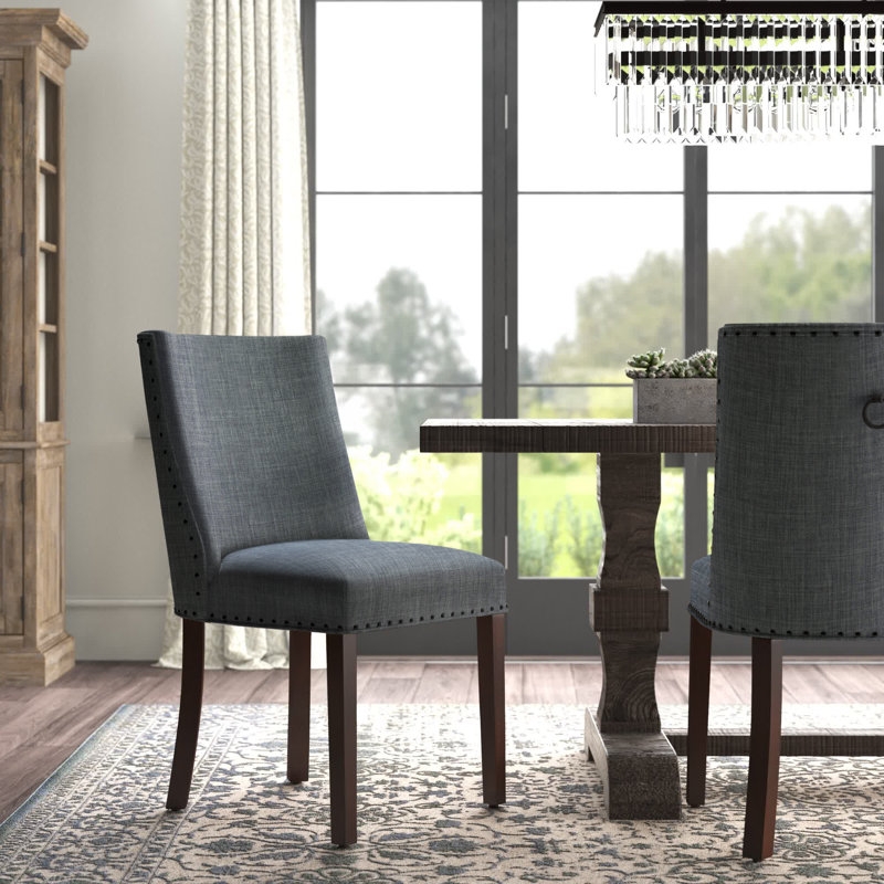 Ehrhart Upholstered Dining Side Chair, Gray, Espresso