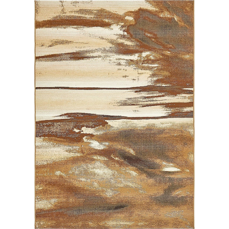 Outdoor Veranda Area Rug Bronzed Color, Rectangle 5'3" x 8'