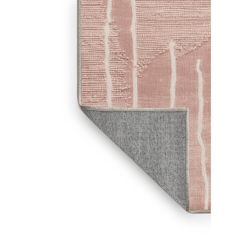 Tapis rose lavable à la machine, Rond 7 pi