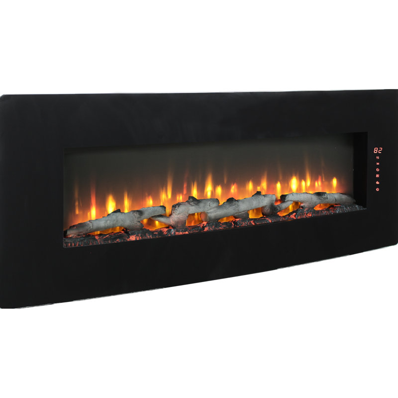4.99 Inch Wide Curved Heating Fireplace - 1400W Heat Output, 3 Brightness Levels, Multi Color Backlight, Wall Mounted 20.21 High Electric 5000 /H Heat, Flame, Remote Control, /Ul , Powder Coated