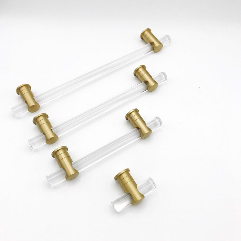 Luz Lucite Cabinet Handle, Satin Brass, 8"