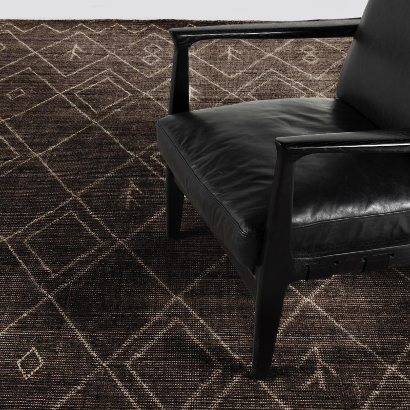 Mansirat Hand Knotted Moroccan Area Rug in Nador Espresso, Rectangle 10' x 14'