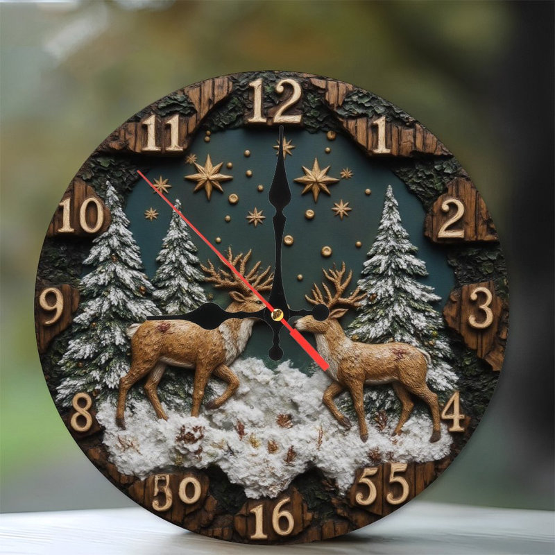 Horloge-chiffres-dans-la-neige-avec-pin