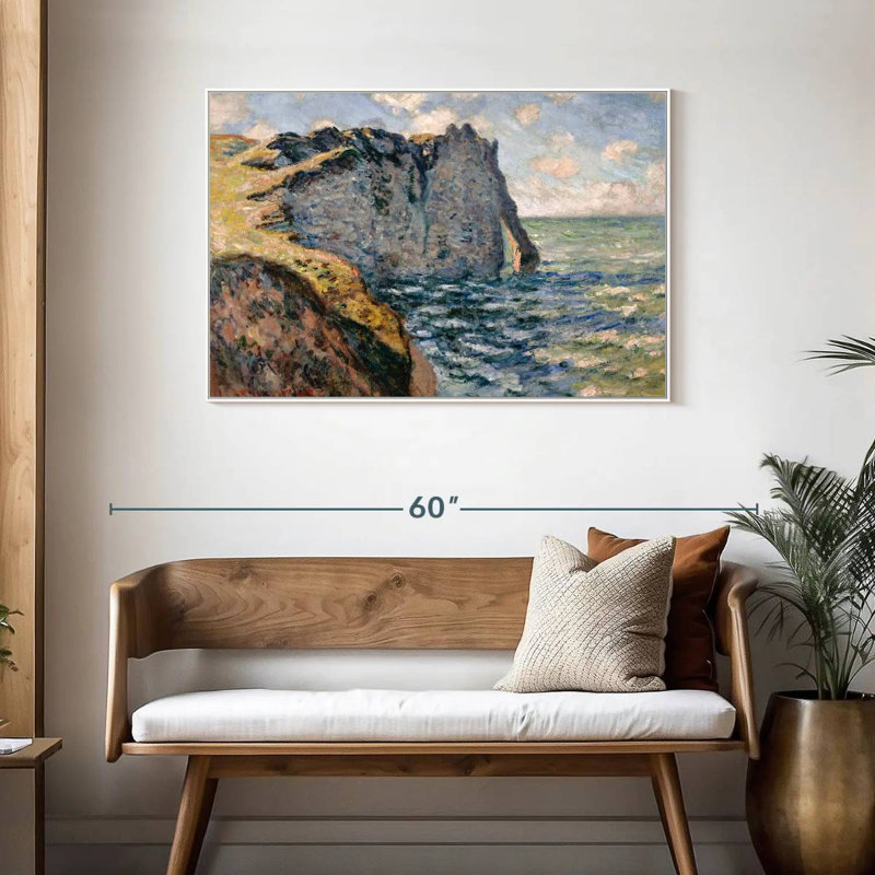 The Cliff Of Aval Etretat, Floating Frame White, 43" X 29"