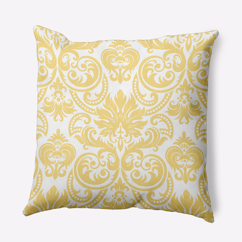 Housse et insert de coussin décoratif intérieur / extérieur en polyester Audronè, 16 po x 16 po, Jaune