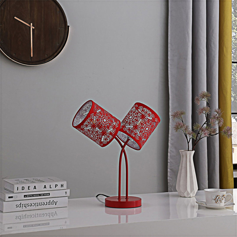 Lampe de table moderne en métal rouge avec abat-jour Uno-Fitter