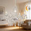 Lustre en cristal 5 lumières à brancher, blanc à intensité variable avec ampoules