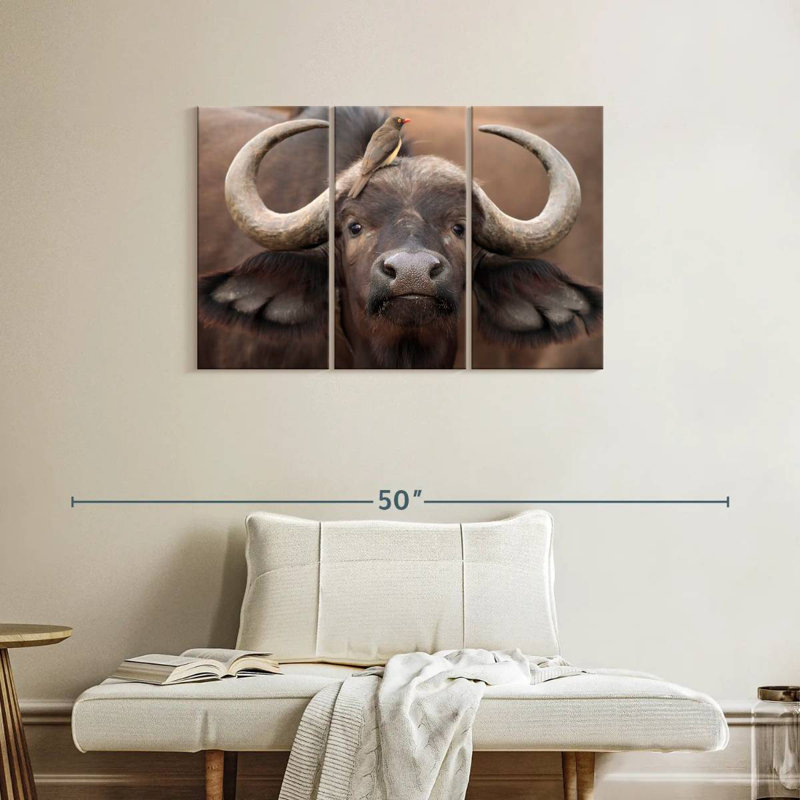 Buffalo And Oxpecker, 24" H x 38" W