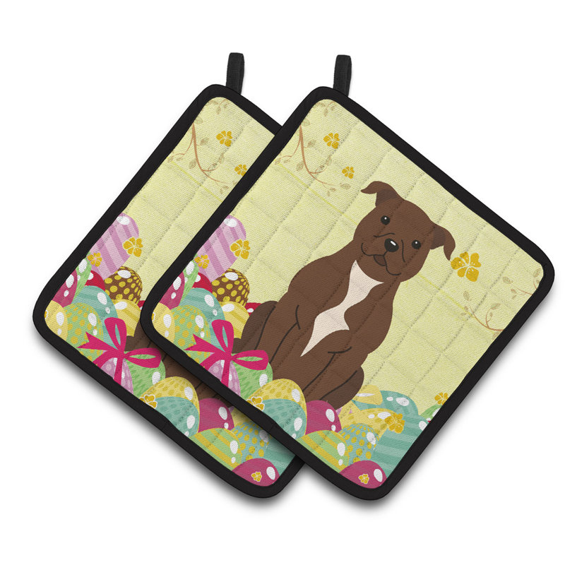 Cuisinier poignée à staffordshire bull terriers de caroline trésors de pâques, Marron foncé