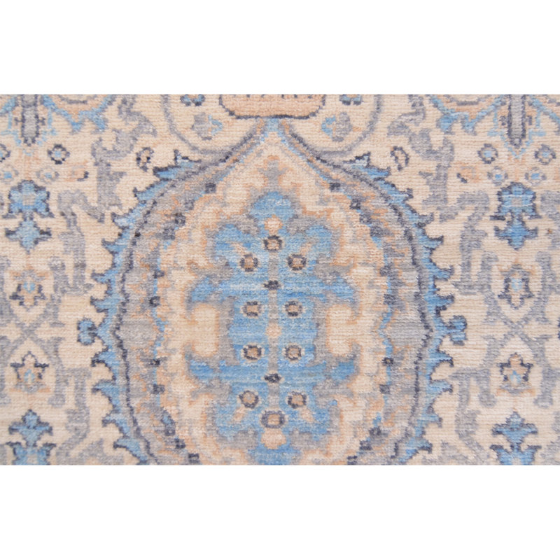 Tapis de couloir ivoire / bleu noué à la main de haute qualité Ziegler 3000