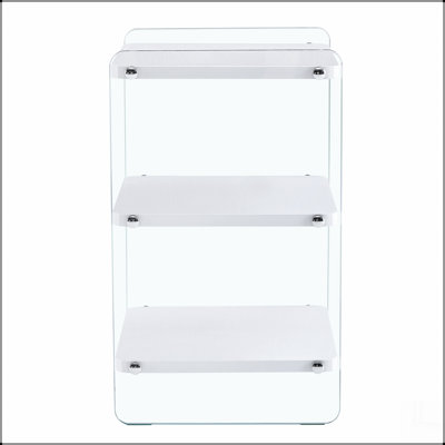 Trois niveaux de tables de chevet. La surface du panneau est en panneau de fibres à densité moyenne, avec des autocollants de grain, et les deux côtés sont en verre trempé transparent. La conception est simple et généreuse, avec une fonction de ran