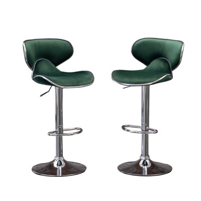 Masaccio Velvet Upholstered Adjustable Swivel Barstool, Set of 2