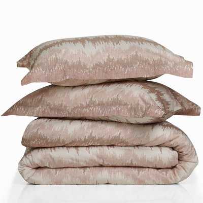 Farm to Home Harmony Organic Cotton Duvet Cover Set Ikat Print, 3-Piece Set