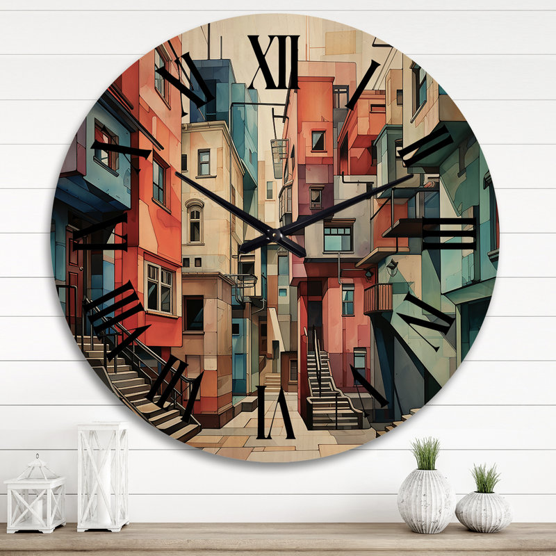 Horloge murale en bois massif Melentina, Très grand