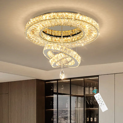 Lustre rond en cristal à 3 niveaux DEL
