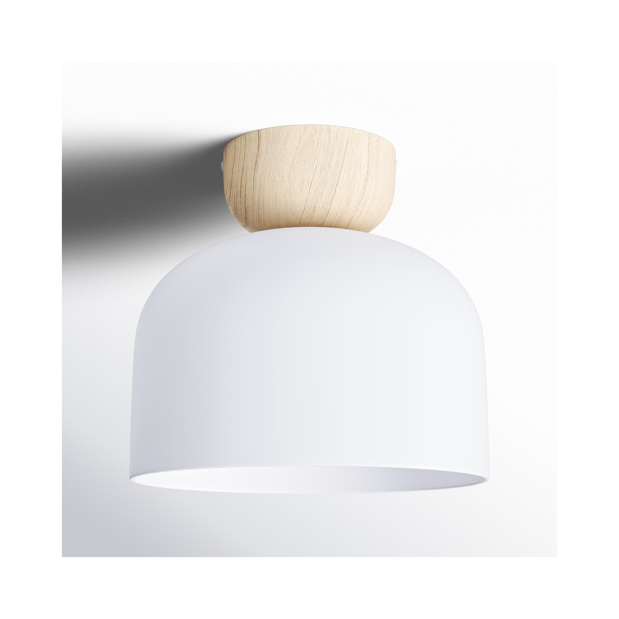 Raela 9 In. 1-Light 60-Watt Contemporary Matte White Flush Mount With Matte White Metal Shade Shade