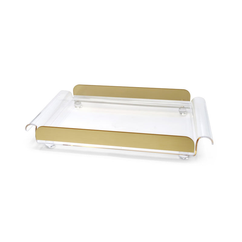 Rect Tray With Handles and Gold Sides, on Ball Legs