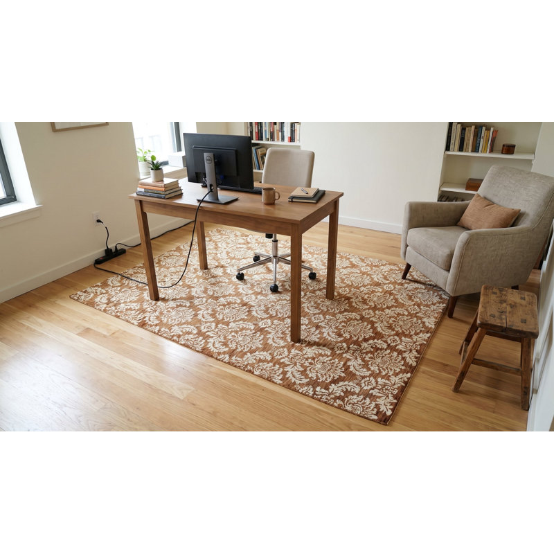 Tapis brun à motif géométrique moderne en laine noué à la main, 8 pi x 10 pi