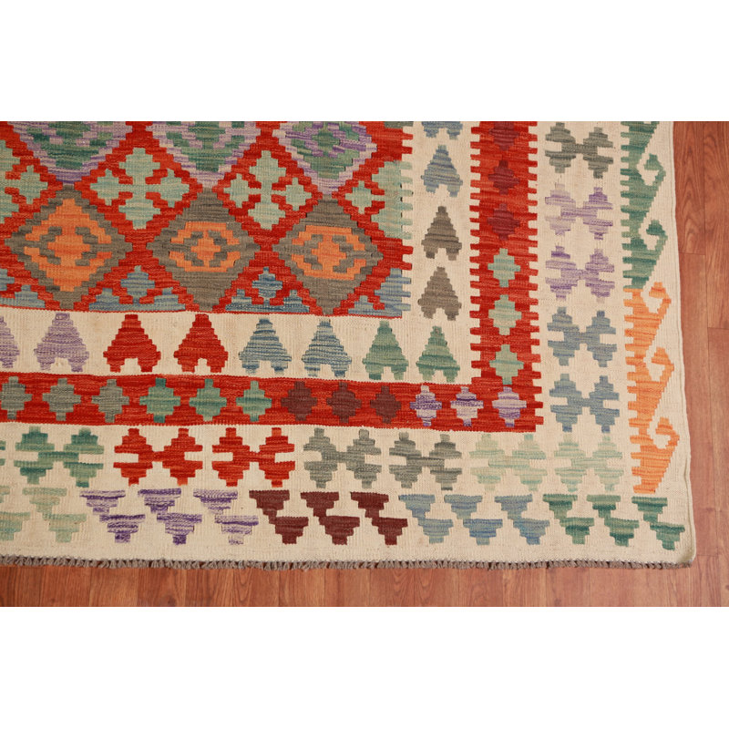 Geometric Wool Kilim Oriental Large Rug 10x16