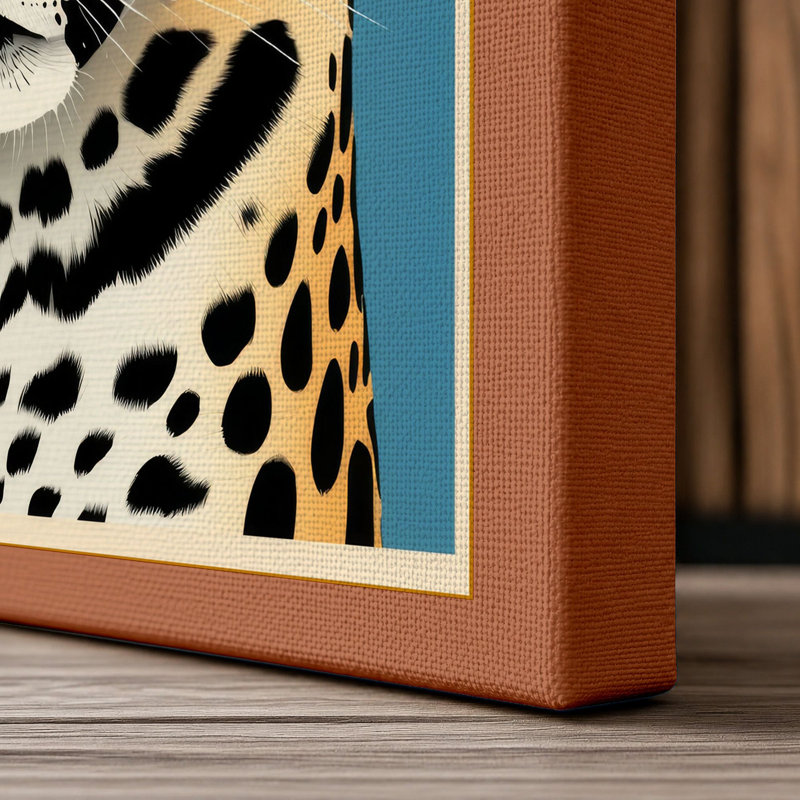 Leopard Gaze Modern - Wrapped Canvas, 18x12 - 45.7 x 30.5 cm, Terracotta Border