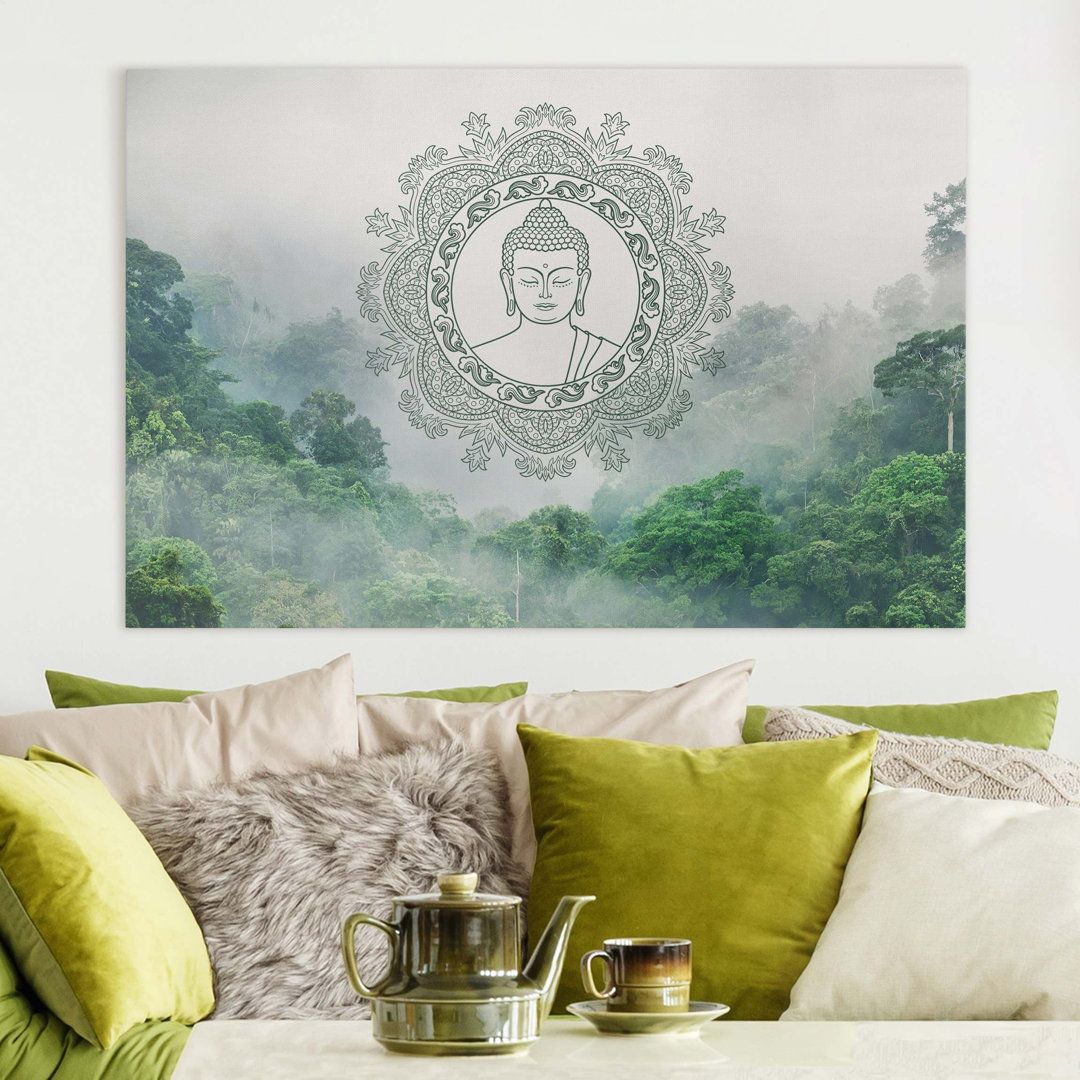 Leinwandbild Buddha Mandala im Nebel