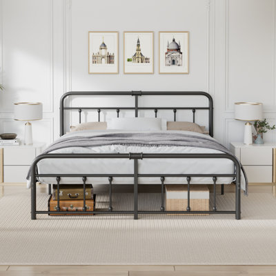 Kempst King Size Bed Frame with Headboard and Footboard, Classic Metal Platform Bed Frame, Mattress Foundation with Heavy Duty Metal Slats Support, No Box Spring Needed, Noise-Free