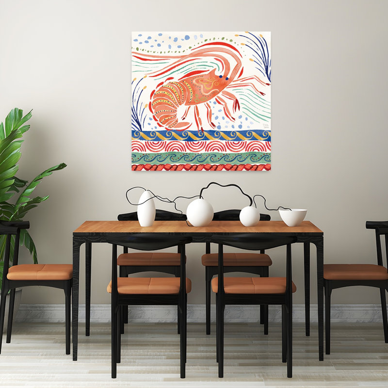 Art nautique nautique V avec animaux bleu, H 32 po x l 32 po