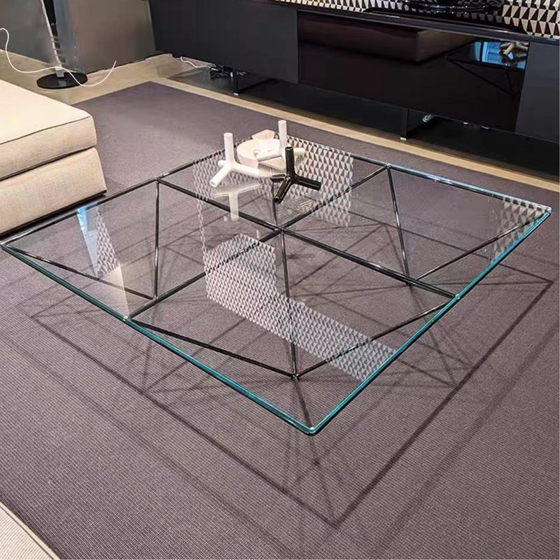 Table carrée en verre trempé de 3/8 po d'épaisseur 39,3 x 39,3 po, style bord poli, verre transparent à facteur de stabilité élevé, se brise en petits granules