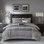 Ensemble d'édredon en jacquard luxueux pour très grand lit 7 pièces gris / taupe