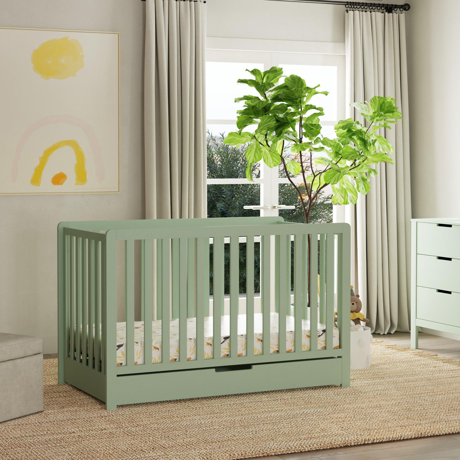 Colby 4-in-1 Convertible Crib, Light Sage