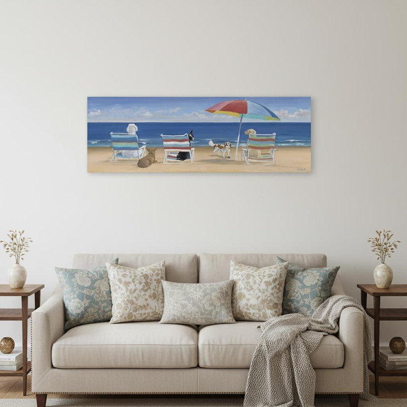 «Dogs Perfect Beach Day», art mural sur toile sans cadre, H 20 po x l 60 po x P 1,25 po