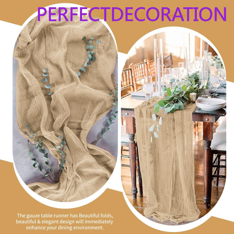 Chemin de table jaune clair en coton semi-transparent Boho, Beige