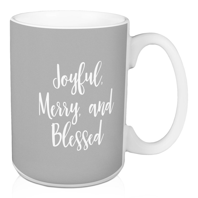 Grande tasse à café joyful merry et béni Gurney, Gris