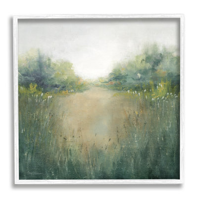 «Green Lush Pond», peinture de paysage encadrée sur bois par Carol Robinson