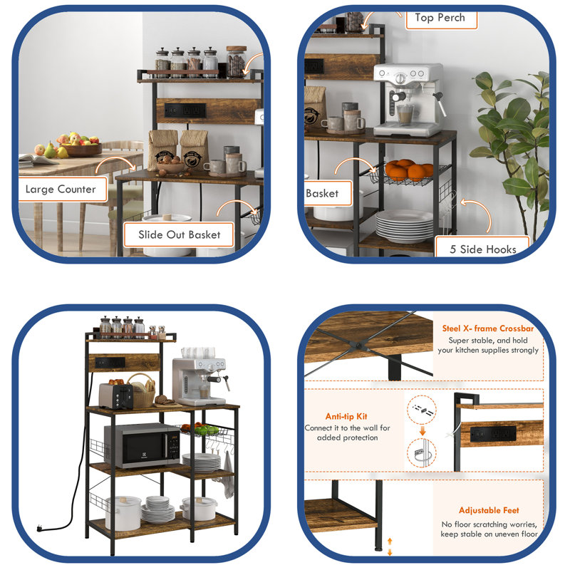 Étagère de boulanger standard en métal 20,6 po Beejay compatible avec les micro-ondes