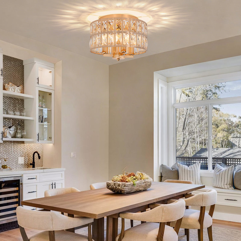 Plafonnier encastré en cristal 4 lumières Jashaun, Or français