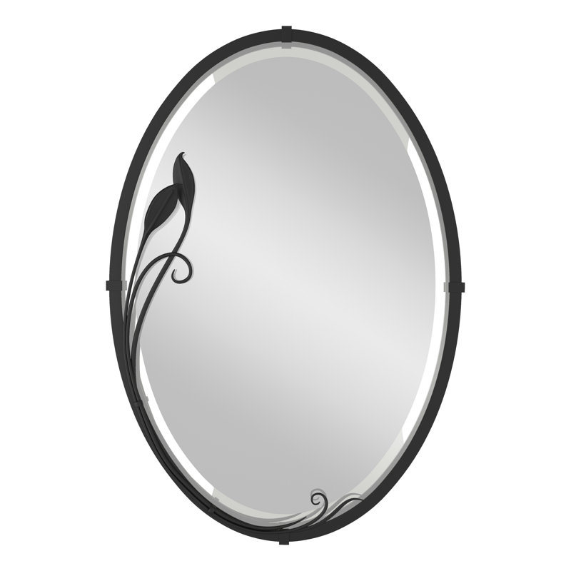 Leaf Traditional Beveled Accent Mirror, Black